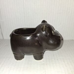 Vintage Hippopotamus Pottery Stoneware Succulent Planter Holder Trinket Japanese